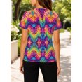 thumbnail image 4 of Women's Summer Tops Short Sleeve Crew Neck T-Shirts All-Over Symmetric Rainbow Tie Casual Blouse, 4 of 6