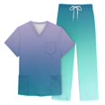 thumbnail image 4 of HAJWOH Scrubs for Men Set S Stretchy Nursing Uniform Short Sleeve V-Neck Scrub & Jogger Pant Solid Color Scrub Suit with Multi Pockets Dark Green S, 4 of 5