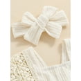thumbnail image 4 of Mevireiy Baby Girl Lace Romper Sleeveless Ruffle Bow Decorated Romper Jumpsuit Bodysuit, 4 of 7
