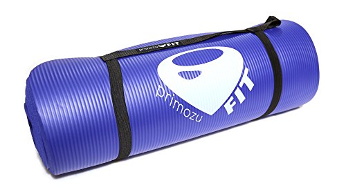 Primozu FIT Ultra-Thick Yoga Matte – 1,6 Cm Dick, 183 X 61 Cm, Schwarz, Mit Tragegurt