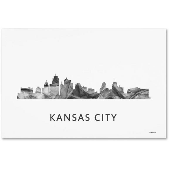 Trademark Fine Art 'Kansas City Missouri Skyline WB-BW' Canvas Art by Marlene Watson