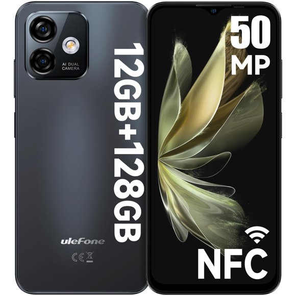 Upgrade Version has NFC- Ulefone Note 16 Pro (12GB+128GB) Phones Unlocked, Android 13 Cellphone, 50MP Main Camera, 6.52” HD+ Waterdrop Screen, 8-