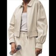 thumbnail image 1 of Chaqueta Corta para Mujer, Anorak Utilitario Extragrande con Cremallera, Color Crema, Talla S, 1 of 8