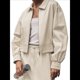 thumbnail image 1 of Chaqueta Corta para Mujer, Anorak Utilitario Extragrande con Cremallera, Color Cremoso, Talla L, 1 of 8