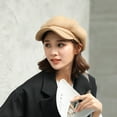 thumbnail image 3 of Visland Women Beret Hat, Fashion British Style Casual Solid Color Soft Cozy Felt Winter Head Warm Wide Brim Newsboy Cap for Outdoor Daily Wear, 3 of 7