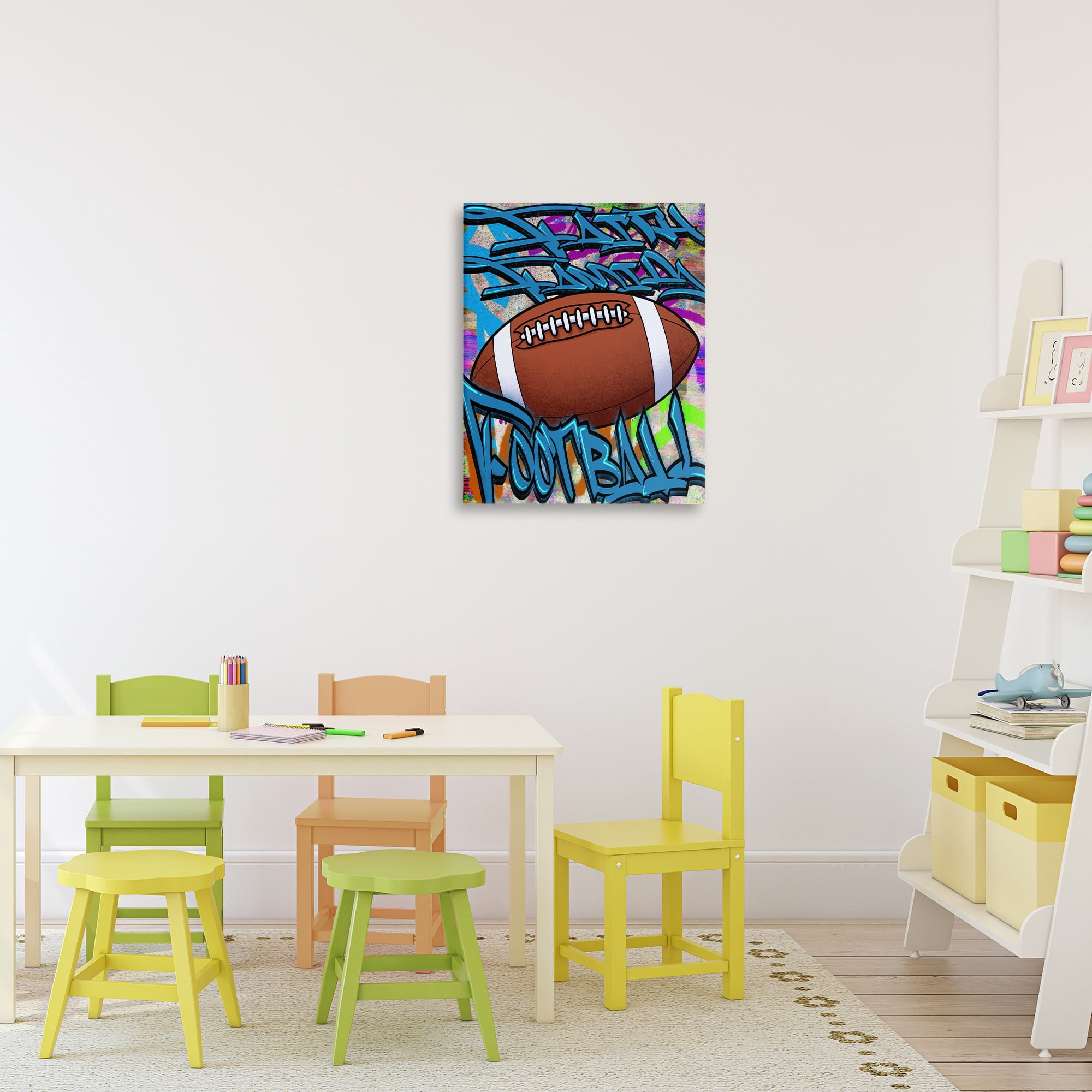 Stupell Industries Faith Family Football Graffiti Canvas Wall Art, design by Marcus Prime