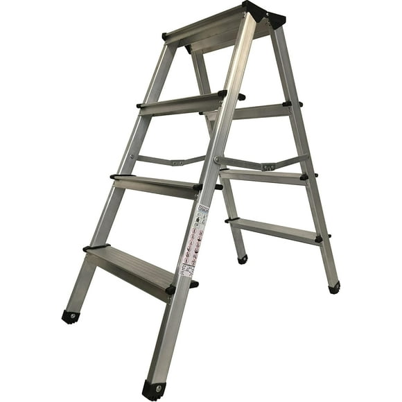 Escalera de Tijera Plegable Fabricada en Aluminio CONALUM con Escalón Ancho de 3 Peldaños para 150 kg.