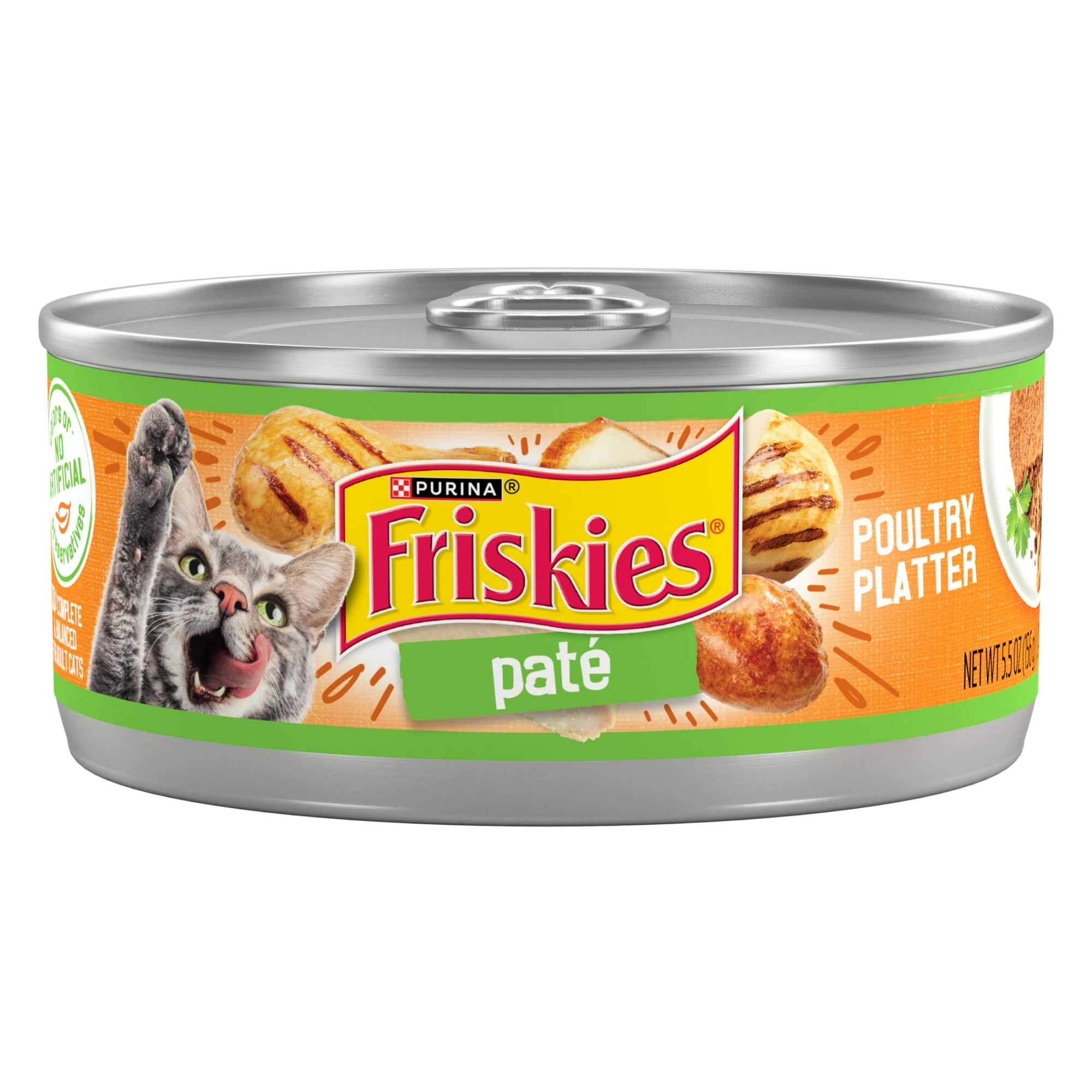 Purina Friskies Pate, Poultry Platter, Wet Cat Food, 5.5 oz Can, 24 Pack