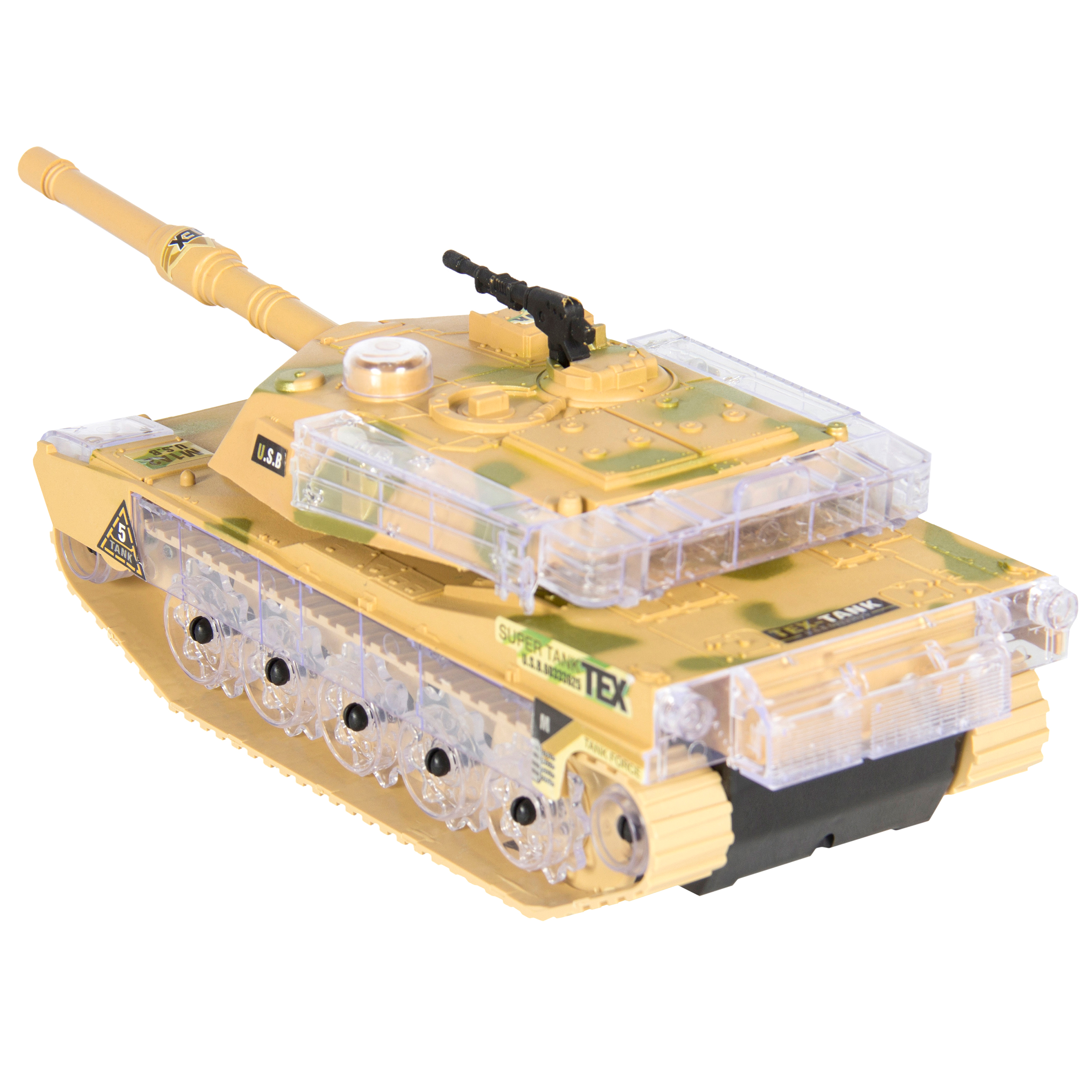 Best Choice Products Kids Military Army Tank Toy w/ Flashing Lights and Sound, Bump and Go Action - Beige - image 4 of 5