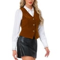 thumbnail image 4 of INSPIRE CHIC Women's Waistcoat Steampunk Velvet Christmas Sleeveless Button Down V-Neck Suit Vests L Deep Brown, 4 of 6