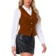 thumbnail image 4 of INSPIRE CHIC Chaleco de mujer Steampunk de terciopelo sin mangas con botones y cuello en V, chalecos de traje L marrón oscuro, 4 of 6