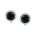 thumbnail image 2 of Bling Jewelry Womens Traditional 2CT Round Black CZ Halo Clip-On Earrings Silver Plated 7MM, 2 of 4