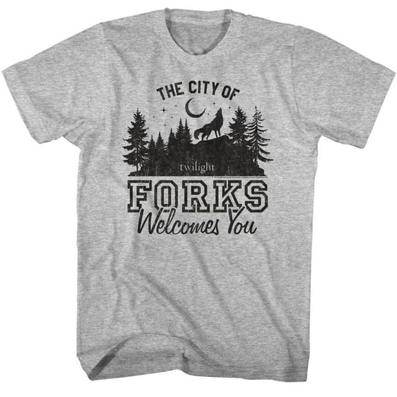 Twilight The City Of Forks Gray Heather Adult T-Shirt Xlt