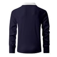 thumbnail image 5 of LTTVQM Mens Polo Shirts Long Sleeve Classic Buttoned Polo Collar Color Block Patchwork Loose Pullovers Navy XL, 5 of 5