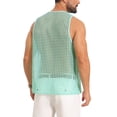 thumbnail image 3 of INSPIRE CHIC Men's Hollow Mesh Sleeveless Round Neck Club Knitted Sheer Vest S Light Green, 3 of 5