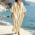 thumbnail image 2 of HAPIMO V Neck Print Batwing Sleeve Kaftan Maxi Dress Women Casual Dress for Beach Yellow XXXL, 2 of 7