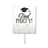 Pack of Black and White "Grad Party" Outdoor Garden Yard Sign Decorations with Fringe 26.75"