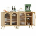 thumbnail image 6 of Rovaurx Storage Cabinet with Fluted Glass Doors, 59.1" Floor Storage Cabinet, Modern Buffet Sideboard Storage Cabinet for Dinging Room, Living Room, Entryway, Natural, 6 of 8