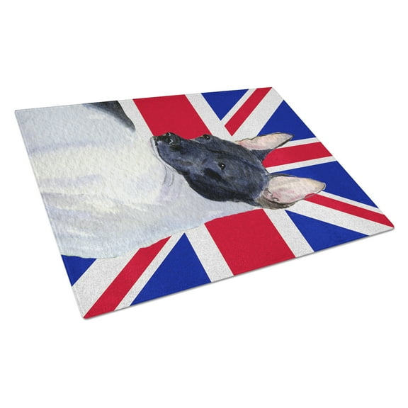 Caroline's Treasures Rat Terrier with English Union Jack British Flag Glass Cutting Board Large Size