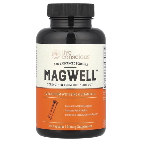 Live Conscious MagWell Magnesium Triple Complex w/ Glycinate Citrate, 120ct