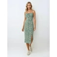 thumbnail image 2 of Allover Flower Print Bodycon Midi Dress with Slit, 2 of 6