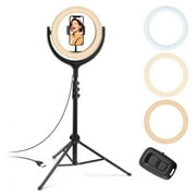 Insten 10'' Selfie Ring Light 67'' Extendable Tripod Stand Phone Holder, 10 Brightness Level for Makeup Live Stream YouTube Video Tiktok LED Circle Light Compatible with iPhone Android Phones, Black