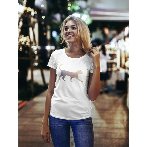 Cat Minimalistic Style T-Shirt Women -Image by Shutterstock, Female Medium