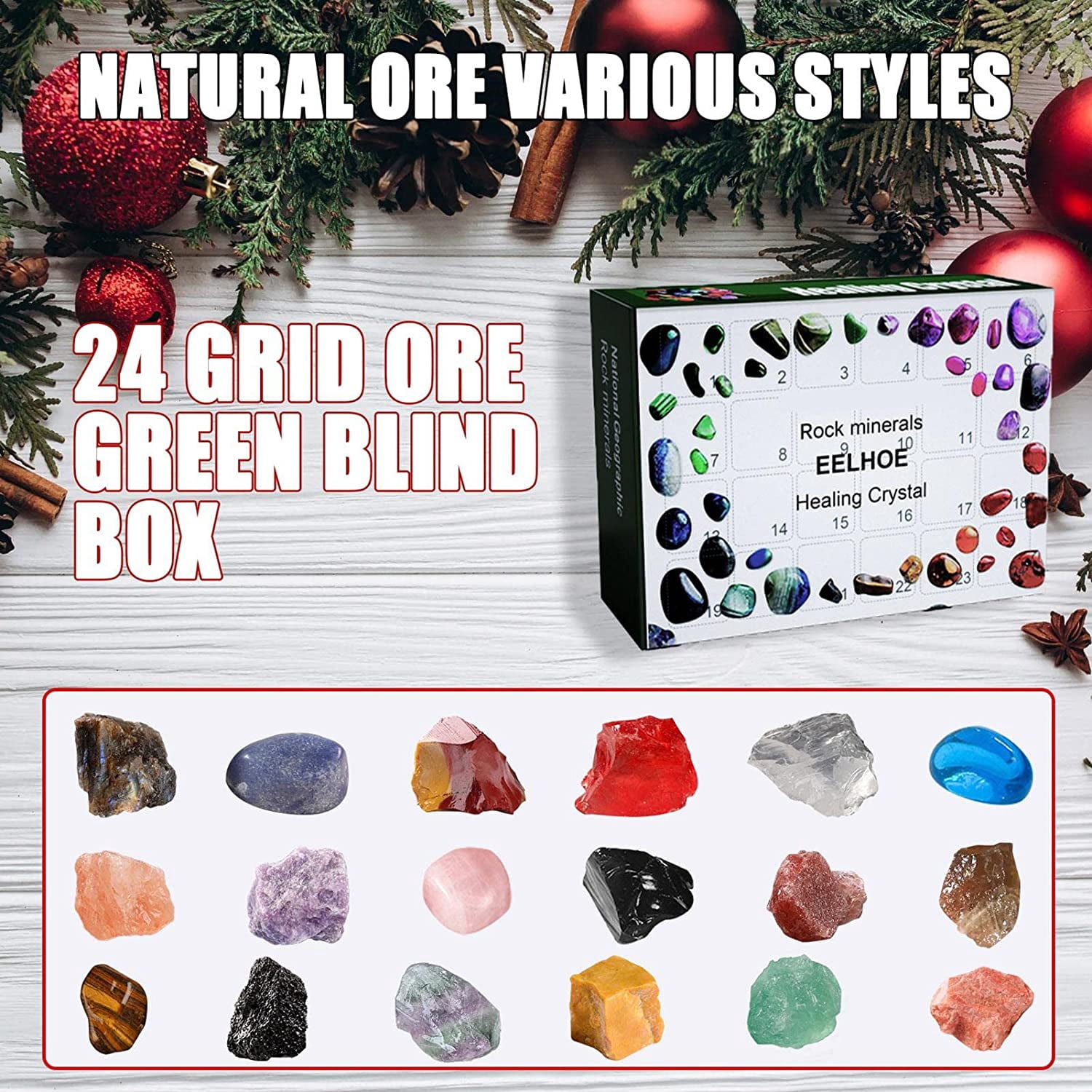 Advent Calendar - 24 Grid Rocks, Minerals & Fossils Healing Crystals Gem  Kit, 24 Days Christmas Countdown Calendars Gifts for Kids Girls Boys  Treasure Ore Guessing Fun Toy - Walmart.com