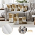 thumbnail image 6 of Brown Geometric Outdoor Waterproof Pillow Covers, Watercolor Ombre Modern Abstract Art Decorative Square Throw Pillowcase Sofa Cushion Sham for Patio/Couch/Chair, 24"x24" 2 Pack, 6 of 8