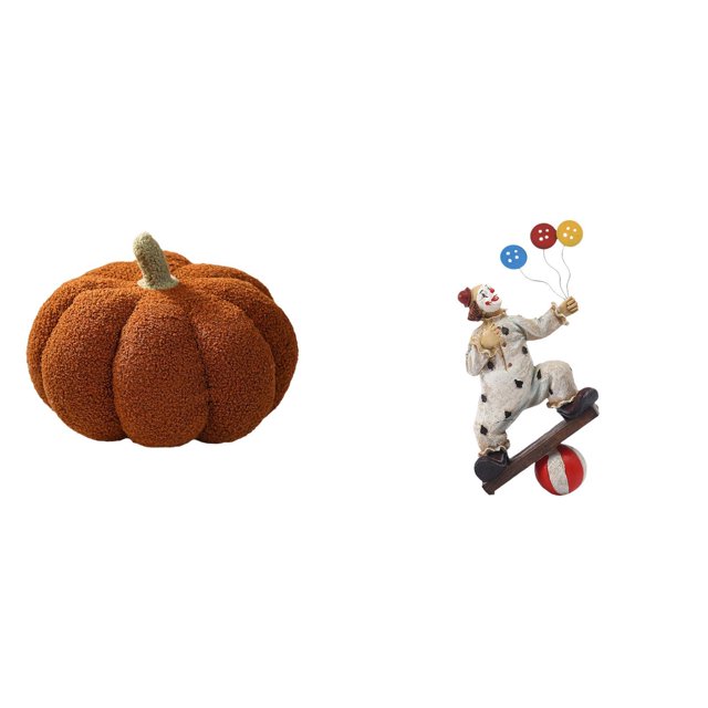Almohadas de calabaza de Halloween,Almohadas de calabaza de Halloween Decoración del hogar Suave,Figuras de payaso,Escultura de payaso como adorno de mesa,Colección de estatuillas de payasos