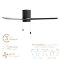 thumbnail image 4 of Heritage 52in 3-Blade Pull Chain Flush Mount Fan 2700K-3000K-4000K-5000K-6000K CCT Selectable LED Light Kit with Black Hardware with Reversible Blades in Weathered Wood or Black, 4 of 10