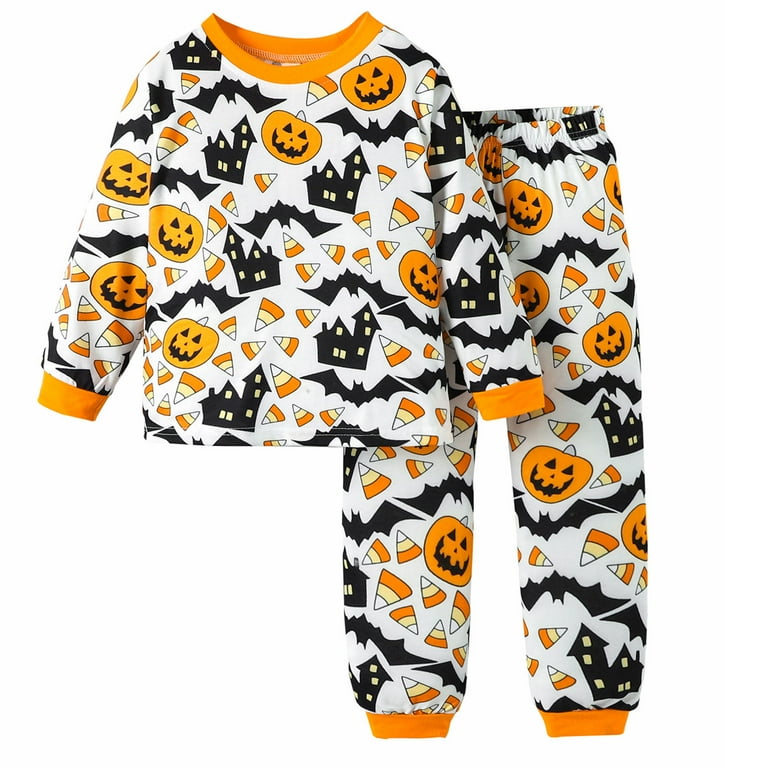 Boys Pajamas Set Size 14 16 Kids Toddler Baby Unisex Spring Autumn Halloween Pumpkin Print Long Sleeve Tops Pants Outfits Clothes Size 2 3 Years Halloween Pajamas Walmart