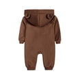 thumbnail image 4 of ZyeKqe Newborn Rompers Full Zipper Hooded Long Sleeve Cotton Casual Comfy Fall Winter Warm Loungewear Jumpsuits for Toddlers(12-24 Months,Brown), 4 of 9