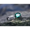 thumbnail image 5 of HeartsAndYou 1.3ct Oval Cut Natural Green Emerald Moissanite Accent Ring 14k SOLID White Gold, 5 of 9