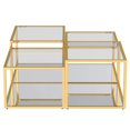 thumbnail image 3 of Table de Basse Multi-Niveaux Contemporaine en Métal et Verre, Jeu de 4 - Or, 3 of 7