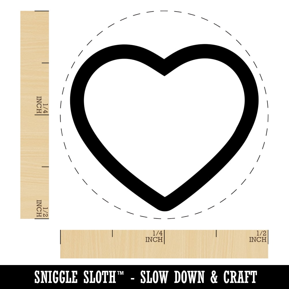 Heart Hollow Self-Inking Rubber Stamp Ink Stamper - Black Ink - Mini 1/2 Inch