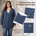 thumbnail image 3 of TEMOFON Plus Size Cardigan Sweaters for Women Plus Size Buttons Down with Pocket Long Sleeve Ladies Cardigan Outerwear Fall Winter Clothes Blue 4XL, 3 of 6