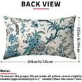 thumbnail image 4 of Chinoiserie Pillow Covers 12x20 Inch Set of 2 Teal Aqua Blue Floral Birds Decorative Throw Pillows Rustic Vintage Flowers Pillow Cases Cotton Rectangle Cushion Cover Decor for Couch Bed Sofa, 4 of 6