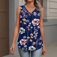 thumbnail image 4 of Women's Tank Tops V Neck Sleeveless Botanical Floral Print Loose Fit Casual Basic Summer Blouse Multicolor S, 4 of 5