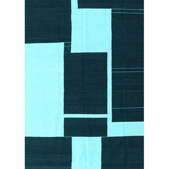 Ahgly Company Indoor Rectangle Abstract Light Blue Contemporary Area Rugs, 7' x 10'