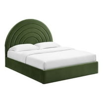 Pemberly Row Performance Velvet Upholstered Full Platform Bed in Moss Green