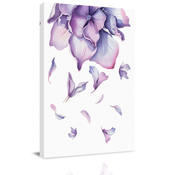 Pink Purple Flowers Canvas Wall Art for Living Room, Spring Gradient Floral Farmhouse Plants Wall Decor Framed Artwork Pictures Ready to Hang for Bedroom Office Home Decor
