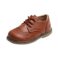 thumbnail image 2 of ZHOGXU Baby Kids Girls Sneakers Non Flat Thick Bottom Solid Color Lace Up Comfortable Breathable Elegant Shoes For Casual Daily Wear,Brown,4-4.5 Years, 2 of 9