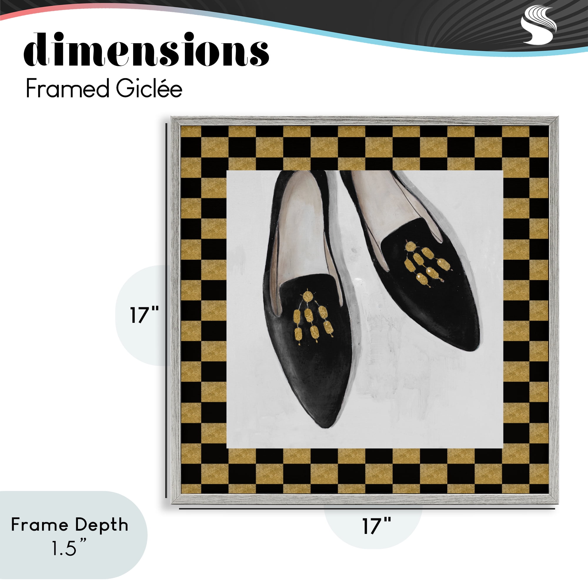 Stupell Industries Luxe Black Flats Gray Framed Giclee Art, design by Lorenzo Collective
