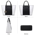 thumbnail image 5 of MKP Women Two Tone Handbags Fashion Shoulder Bag Work Tote Satchel Purses 2pcs Set, 5 of 7