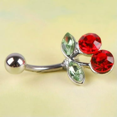 MATROOY Belly Button Ring Navel Piercing Jewelry Crystal Rhinestone Double Leaf CY