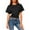 Black, variant on Women's T-Shirt Casual Round Neck Short Sleeve Tops Solid Color Tapered Waist Crop Tee Blouses Summer Spring OutFits