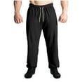 thumbnail image 1 of Pantalones largos para hombre, lisos, a la moda, informales, con bolsillos, cintura elástica, pantalones largos, pantalones deportivos, pantalones de poliéster para hombre., 1 of 5