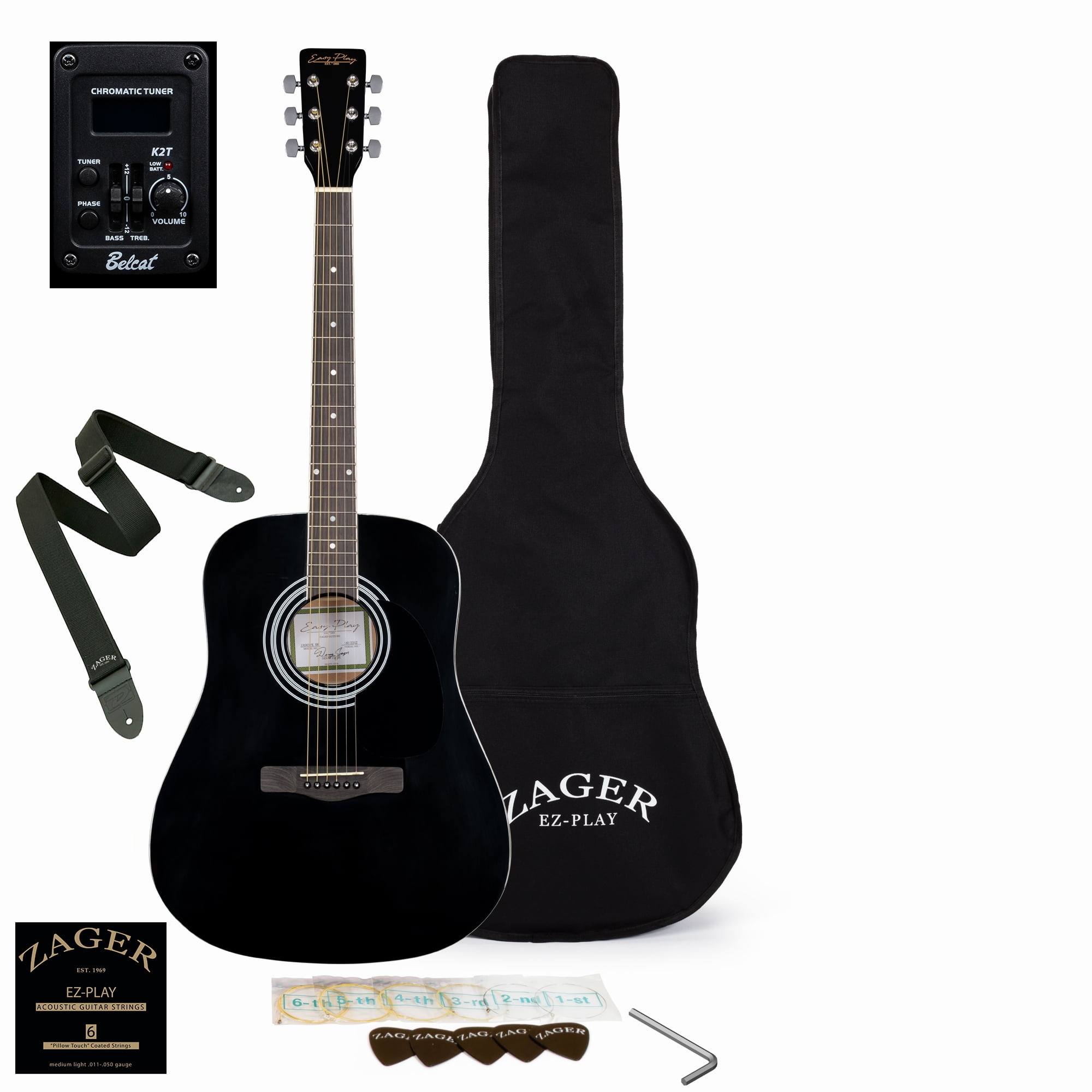 Zager Easy Play No Sore Fingers Acoustic Electric Guitar Package 41