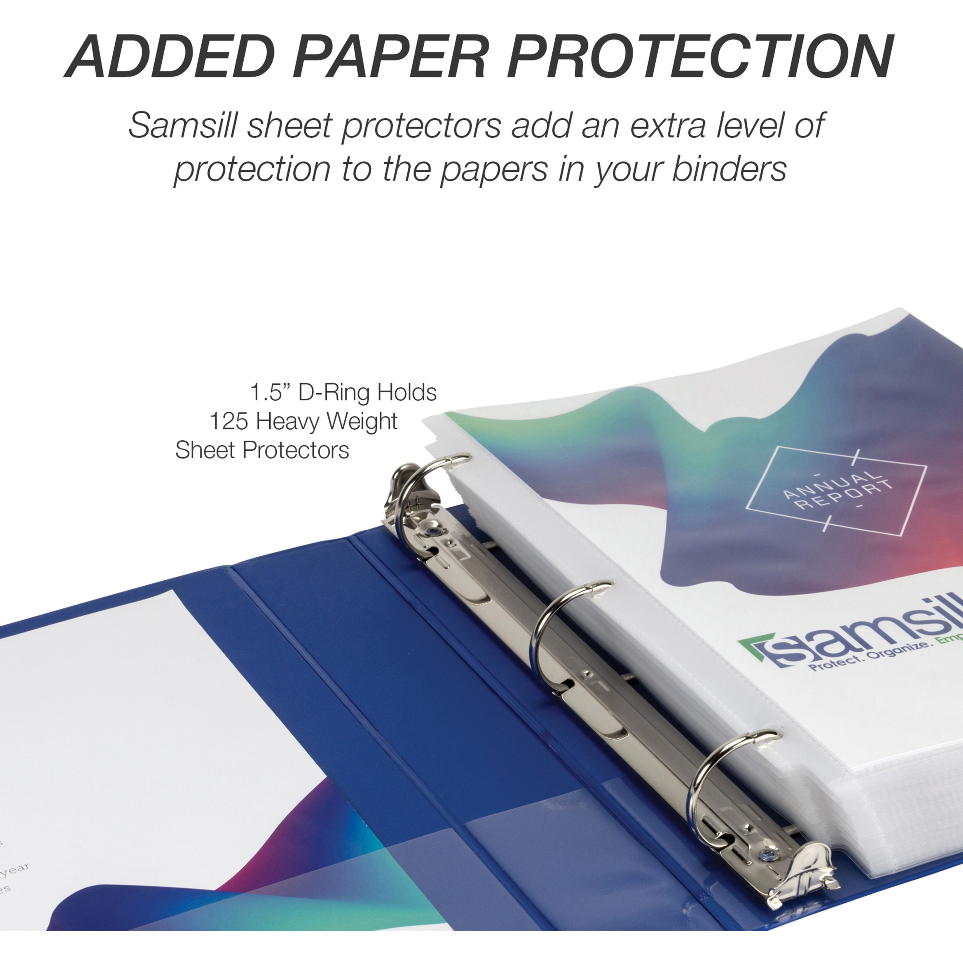 Samsill 1.5 Inch D-Ring Binder 4-Pack - Clear View Customizable, Made In USA, Holds 350 Pages